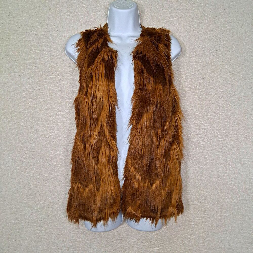 Stradivarius Women's Faux Fur Vest Sz S Retro 60s 70s Festival Hippie Boho Indie